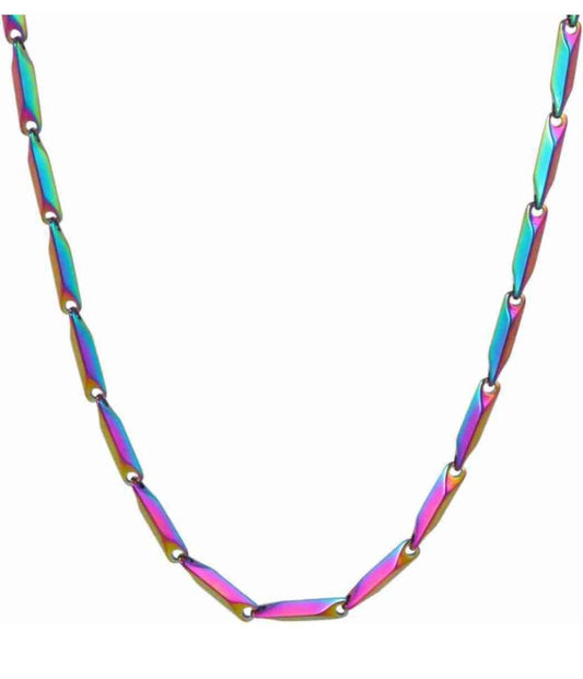 Iridescent Twisted Link Chain Necklace