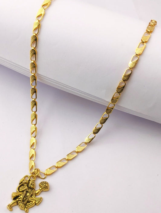 Artificial Gold-Plated Hanuman Pendant Chain Necklace